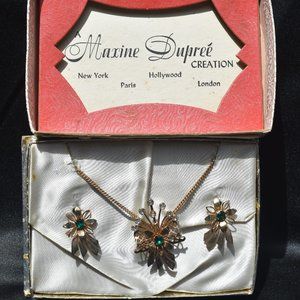 Vintage Costume Jewelry Maxine Dupree Creation Set Necklace/Brooch and Earrings